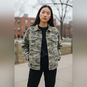 No Boundaries Green Camouflage Utility Jacket